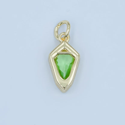 24K Gold Filled Geometric CZ Bezel Personalized Charm | N110 - N115