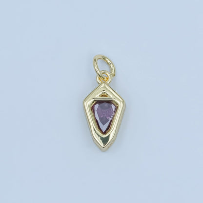 24K Gold Filled Geometric CZ Bezel Personalized Charm | N110 - N115