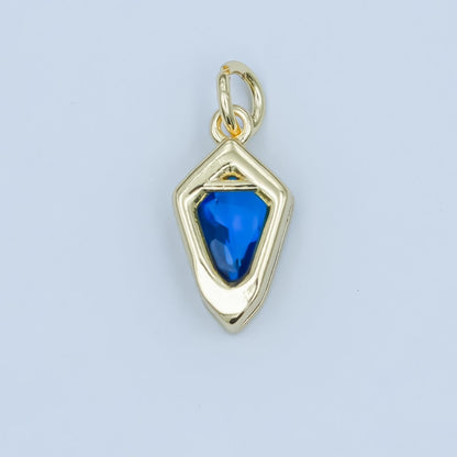 24K Gold Filled Geometric CZ Bezel Personalized Charm | N110 - N115