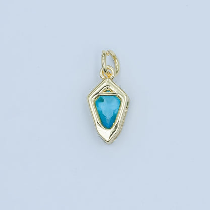 24K Gold Filled Geometric CZ Bezel Personalized Charm | N110 - N115