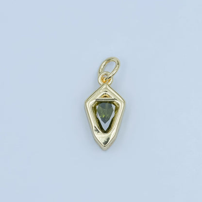 24K Gold Filled Geometric CZ Bezel Personalized Charm | N110 - N115