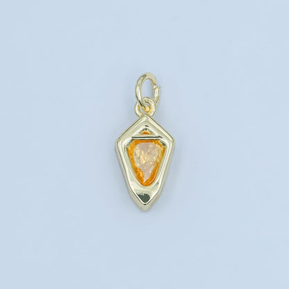 24K Gold Filled Geometric CZ Bezel Personalized Charm | N110 - N115