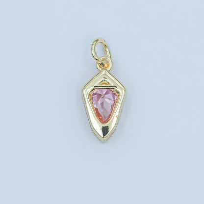 24K Gold Filled Geometric CZ Bezel Personalized Charm | N110 - N115