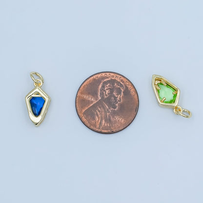 24K Gold Filled Geometric CZ Bezel Personalized Charm | N110 - N115