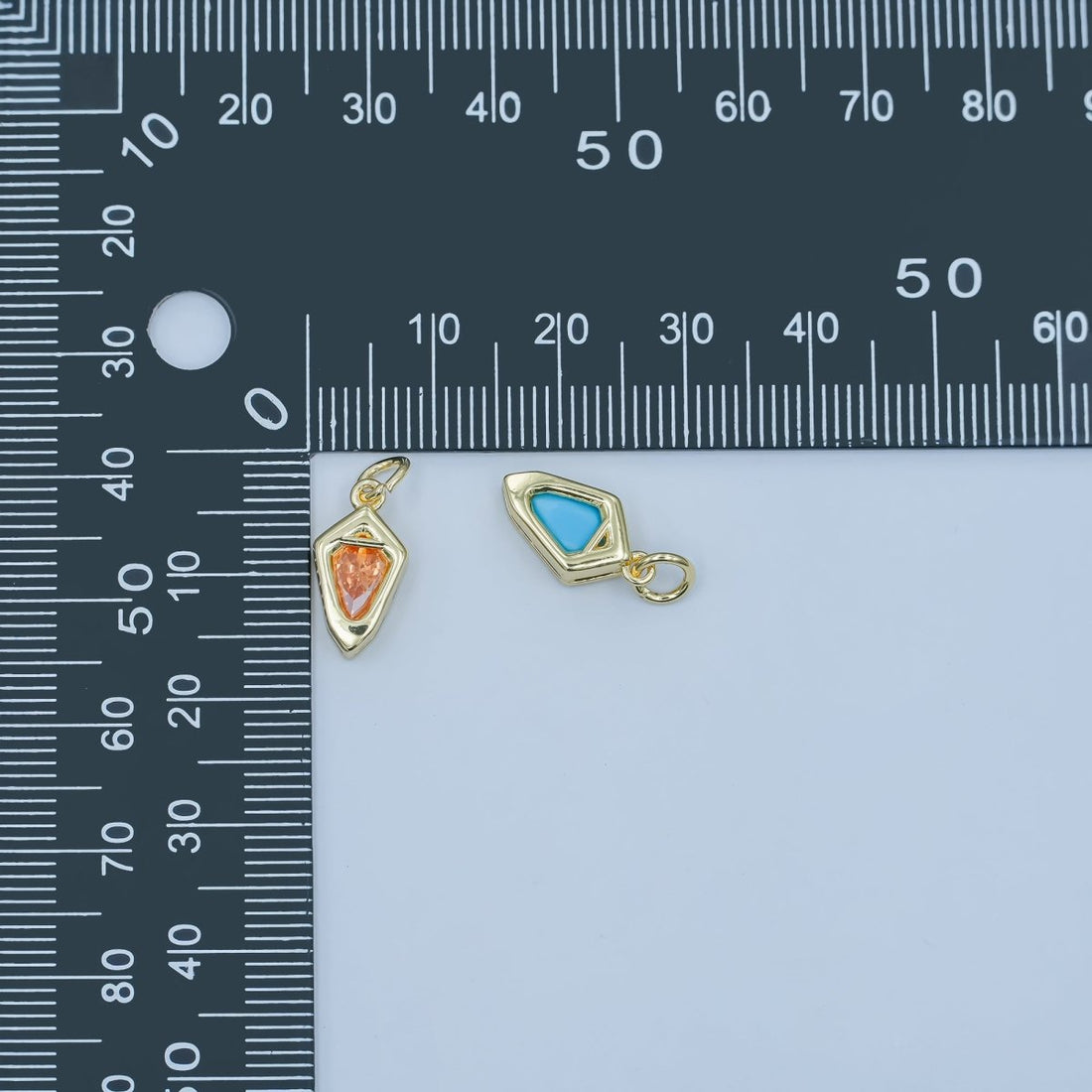 24K Gold Filled Geometric CZ Bezel Personalized Charm | N110 - N115