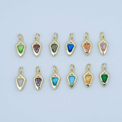 24K Gold Filled Geometric CZ Bezel Personalized Charm | N110 - N115
