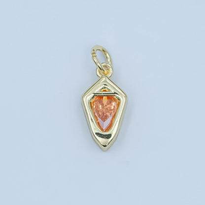 24K Gold Filled Geometric CZ Bezel Personalized Charm | N110 - N115