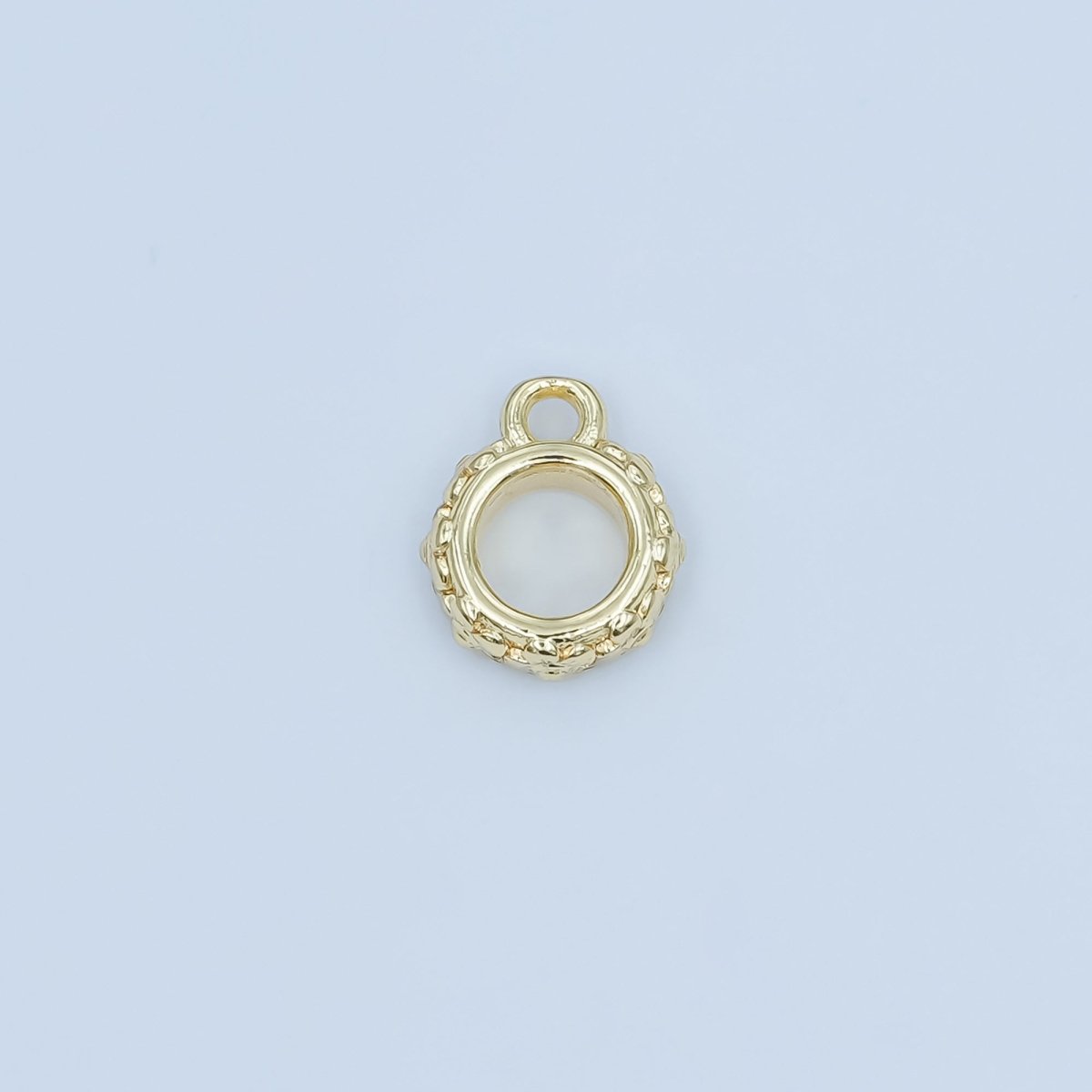 24K Gold Filled Geometric Dotted Wide Round Bail Finding in Gold &amp; Silver | Z1103