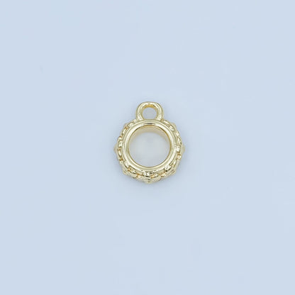 24K Gold Filled Geometric Dotted Wide Round Bail Finding in Gold &amp; Silver | Z1103
