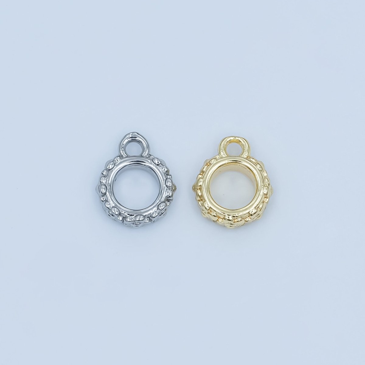 24K Gold Filled Geometric Dotted Wide Round Bail Finding in Gold &amp; Silver | Z1103