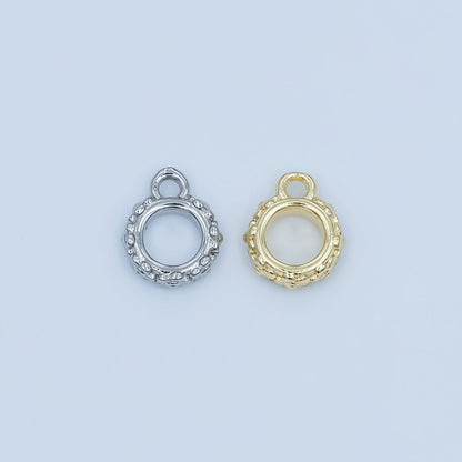 24K Gold Filled Geometric Dotted Wide Round Bail Finding in Gold &amp; Silver | Z1103