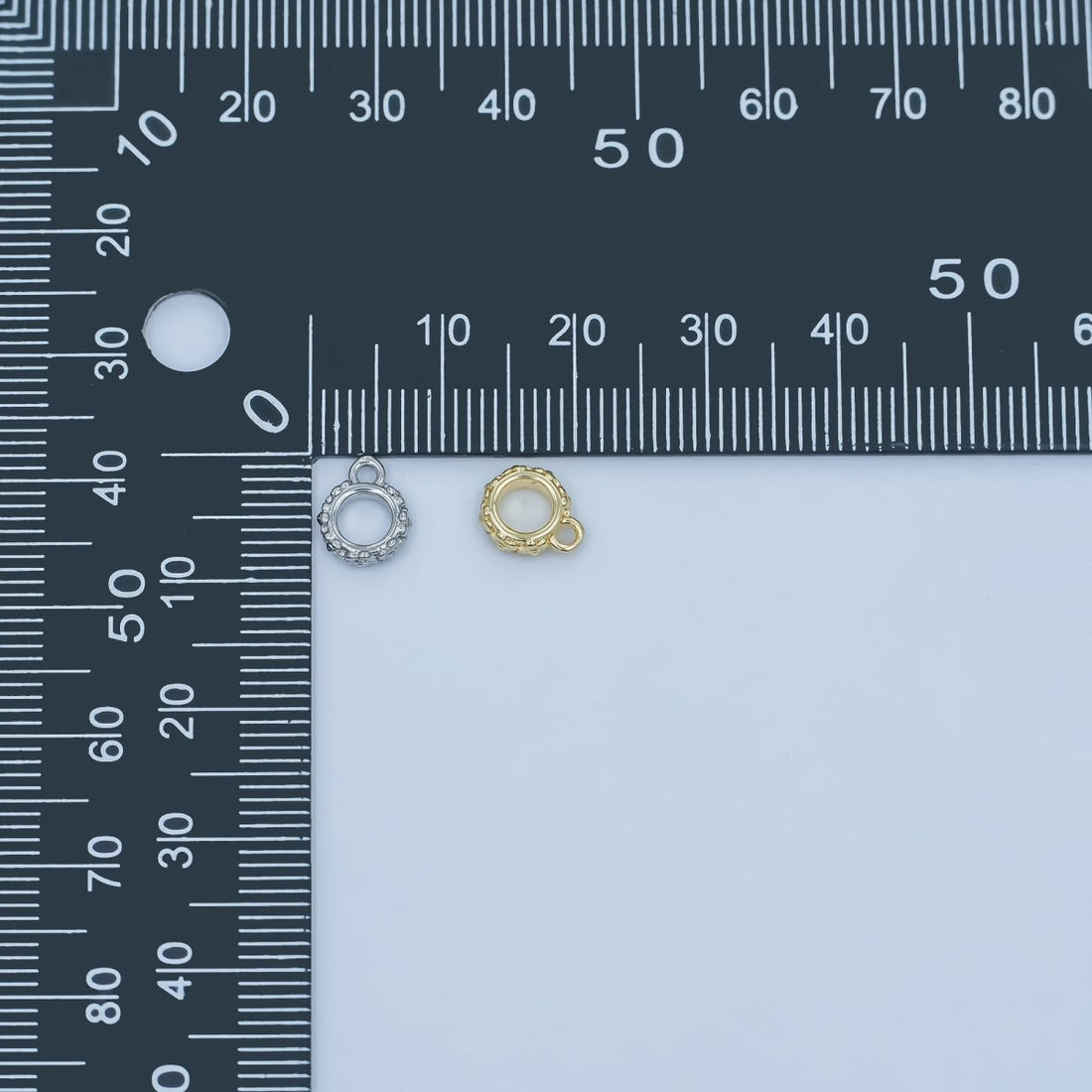 24K Gold Filled Geometric Dotted Wide Round Bail Finding in Gold &amp; Silver | Z1103