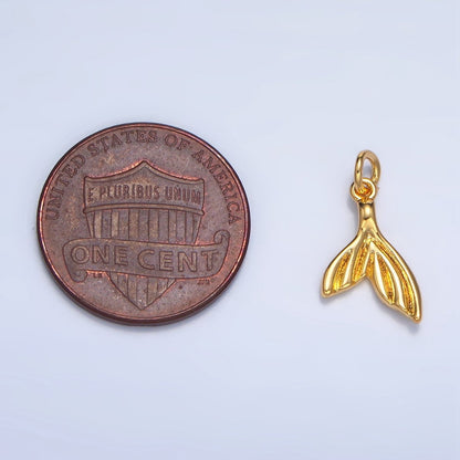 24K Gold Filled Geometric Fish Tail Charm | W086
