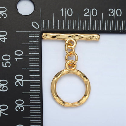 24K Gold Filled Geometric Hammered Toggle Clasps Closure Findings in Gold &amp; Silver | Z845