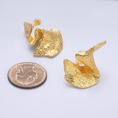 24K Gold Filled Geometric Hammered Foil Stud Earrings | AD569