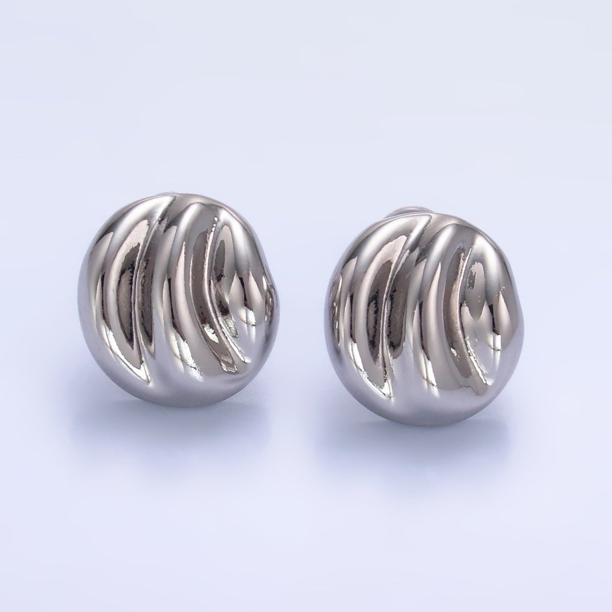 24K Gold Filled Geometric Hammered Lined Round Stud Earrings in Gold &amp; Silver | AB877 AB878