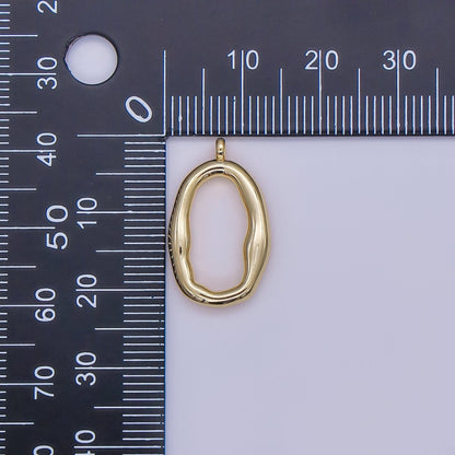 24K Gold Filled Geometric Molten Oblong Charm | M141