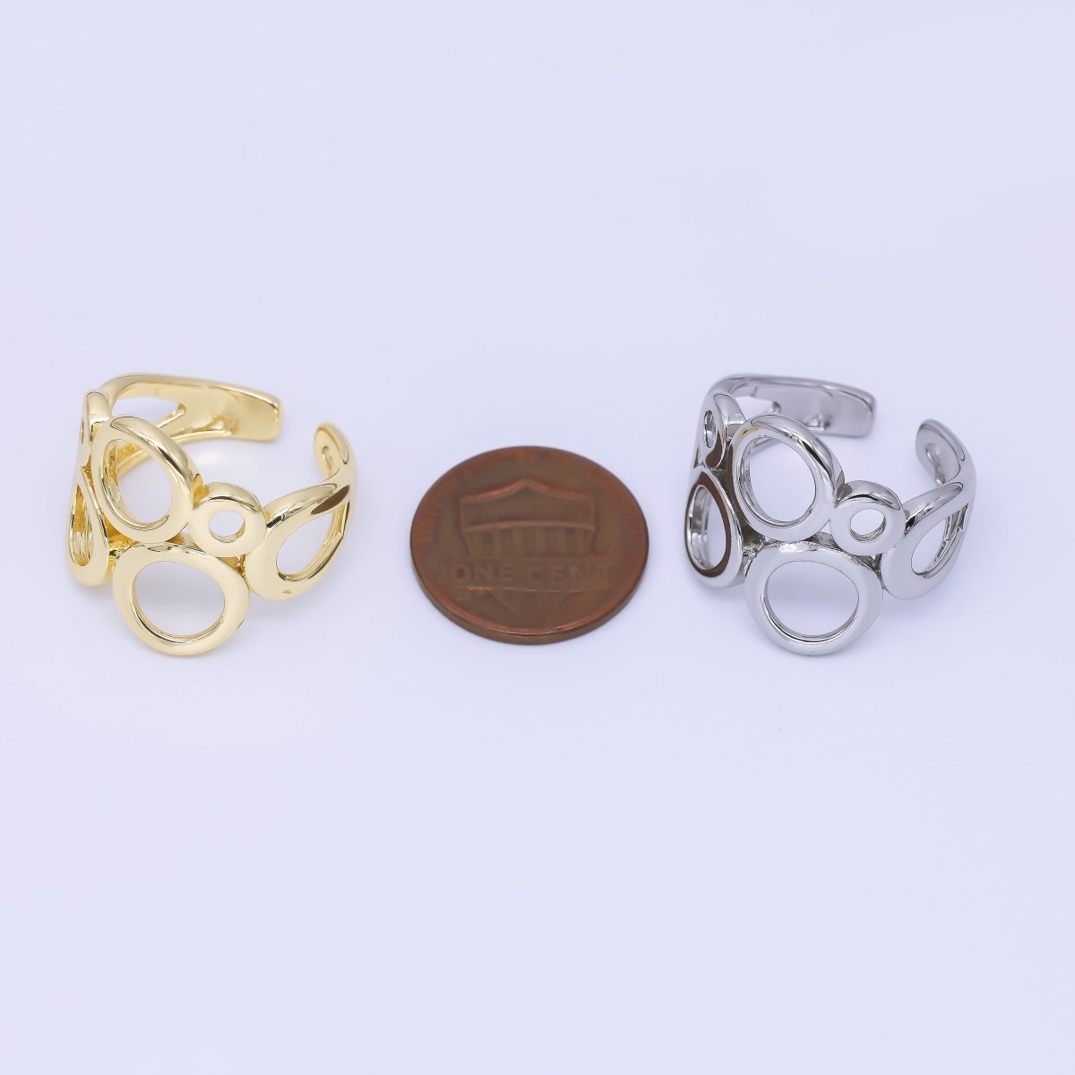 24K Gold Filled Geometric Open Circle Round Ring in Gold &amp; Silver | O1642 O1641