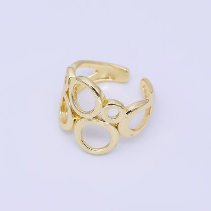 24K Gold Filled Geometric Open Circle Round Ring in Gold &amp; Silver | O1642 O1641