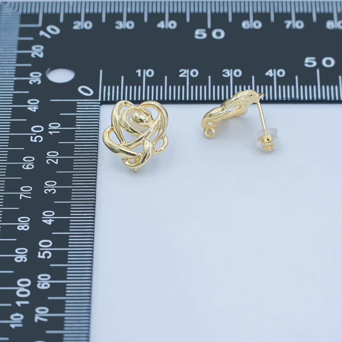 24K Gold Filled Geometric Rope Drop Stud Earrings Findings | Z1113