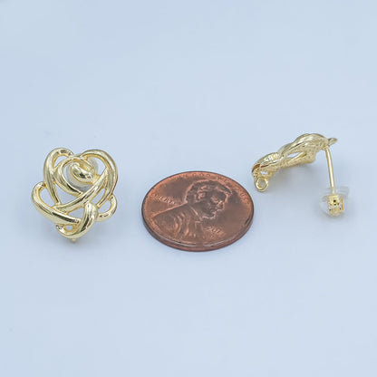 24K Gold Filled Geometric Rope Drop Stud Earrings Findings | Z1113