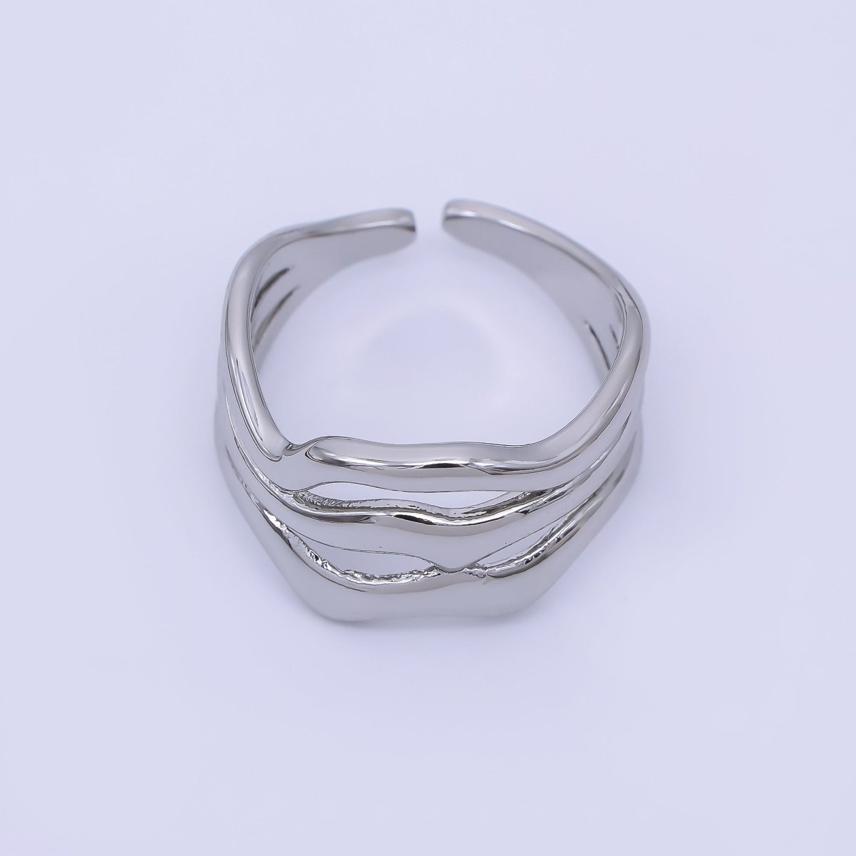 24K Gold Filled Geometric Triple Molten Band Ring in Gold &amp; Silver | O1621 O1620