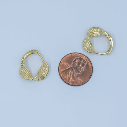 24K Gold Filled Geometric Twisted Dotted Hoop Earrings | AD1192