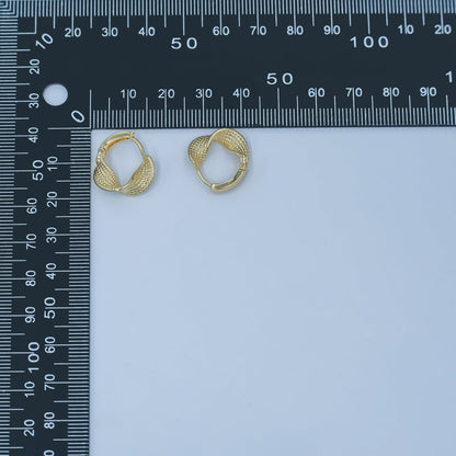 24K Gold Filled Geometric Twisted Dotted Hoop Earrings | AD1192