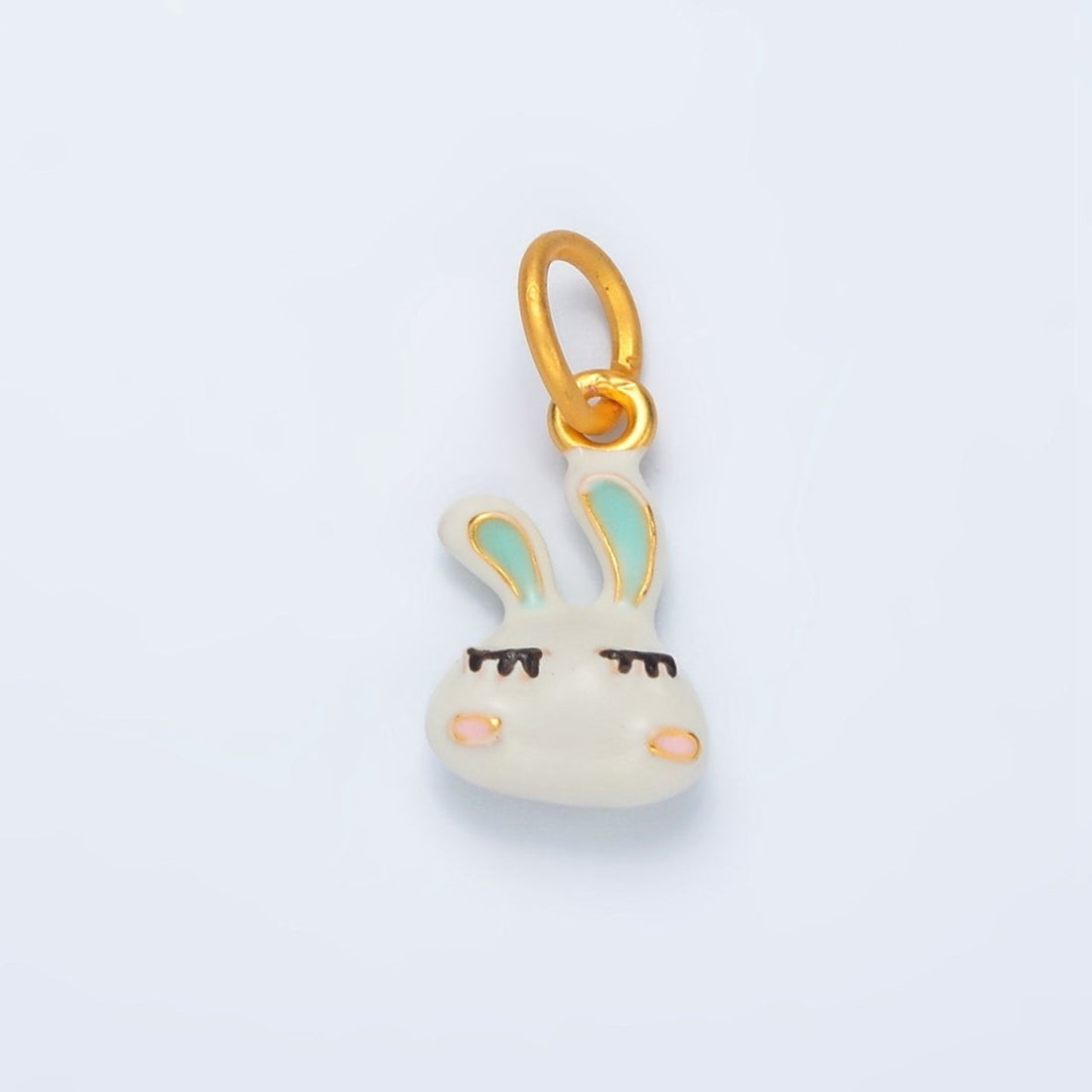 24K Gold Filled Glam White Bunny Rabbit Pet Enamel Mini Charm | AG923