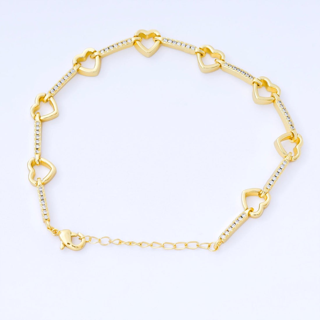 24K Gold Filled Gold Heart Link Bracelet Dainty Chain Bracelet WA-1670
