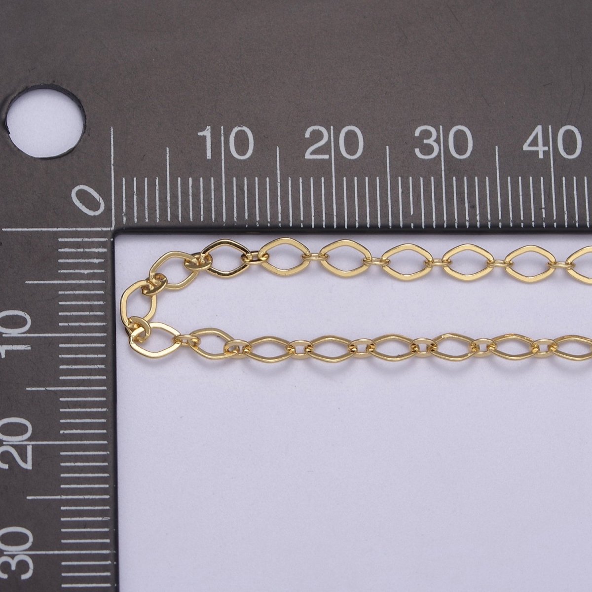 24k Gold Filled Gold Oval Rhombus Chain by Yard, Oval Link, Wholesale Bulk Roll Chain for Jewelry Making, Width 3.3mm | ROLL-611 ROLL-612
