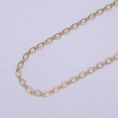 24k Gold Filled Gold Oval Rhombus Chain by Yard, Oval Link, Wholesale Bulk Roll Chain for Jewelry Making, Width 3.3mm | ROLL-611 ROLL-612