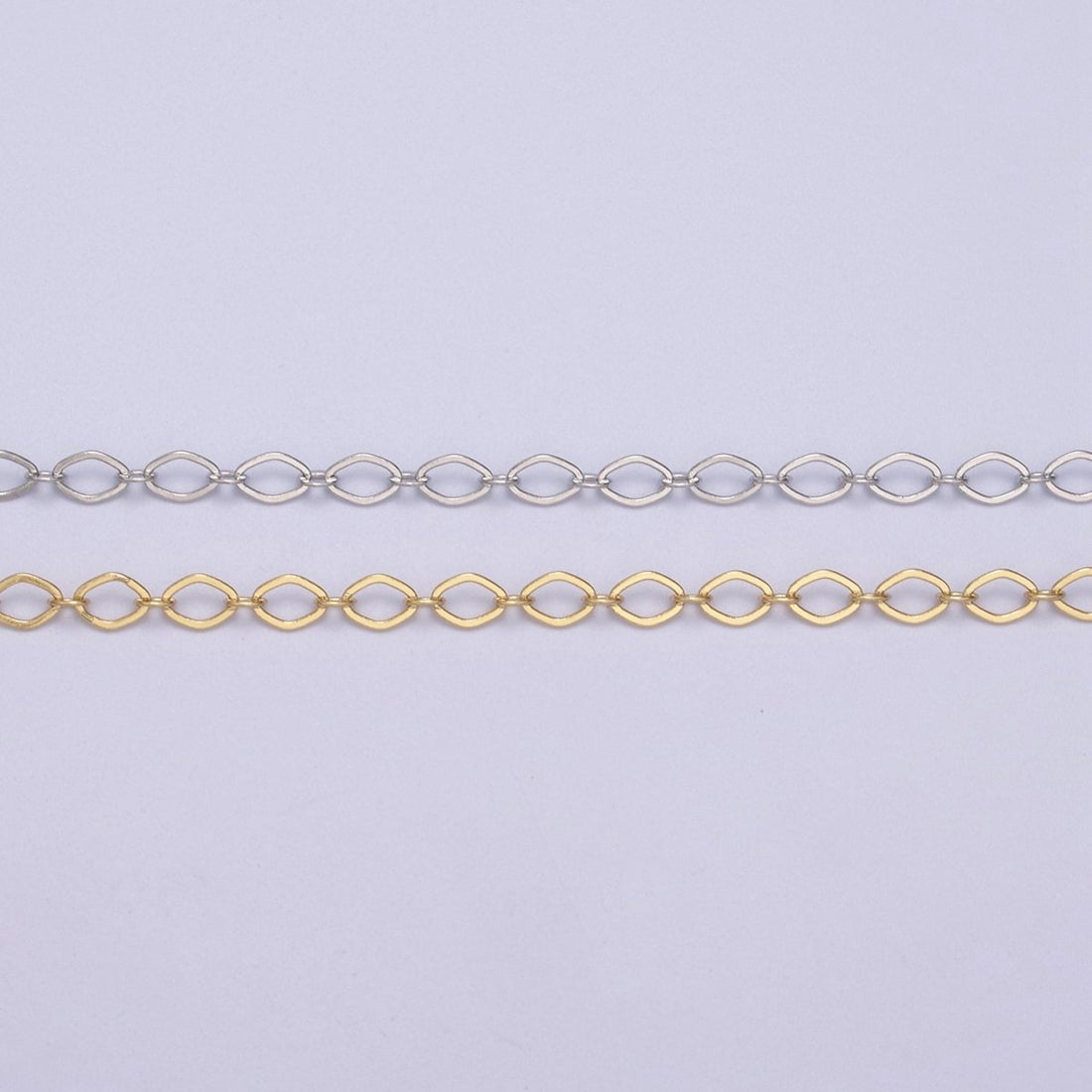 24k Gold Filled Gold Oval Rhombus Chain by Yard, Oval Link, Wholesale Bulk Roll Chain for Jewelry Making, Width 3.3mm | ROLL-611 ROLL-612