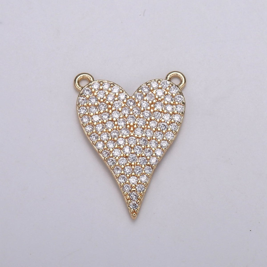 24K Gold Filled Golden Heart Love Connector Micro Pave CZ DIY Charm Necklace Bracelet Earrings Findings for Jewelry Making F-572
