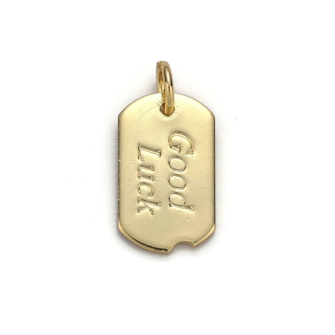 24k Gold Filled Good Luck Charm, Bar Plate Good Luck Pendant Charm, Gold Filled Charm, Gold / Silver Color Option D-045