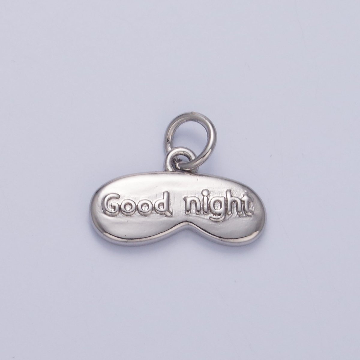24K Gold Filled "Good Night" Script Engraved Sleep Mask Charm in Gold &amp; Silver | W416
