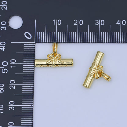 24K Gold Filled Graduate Diploma Engraved Charm | AA1485