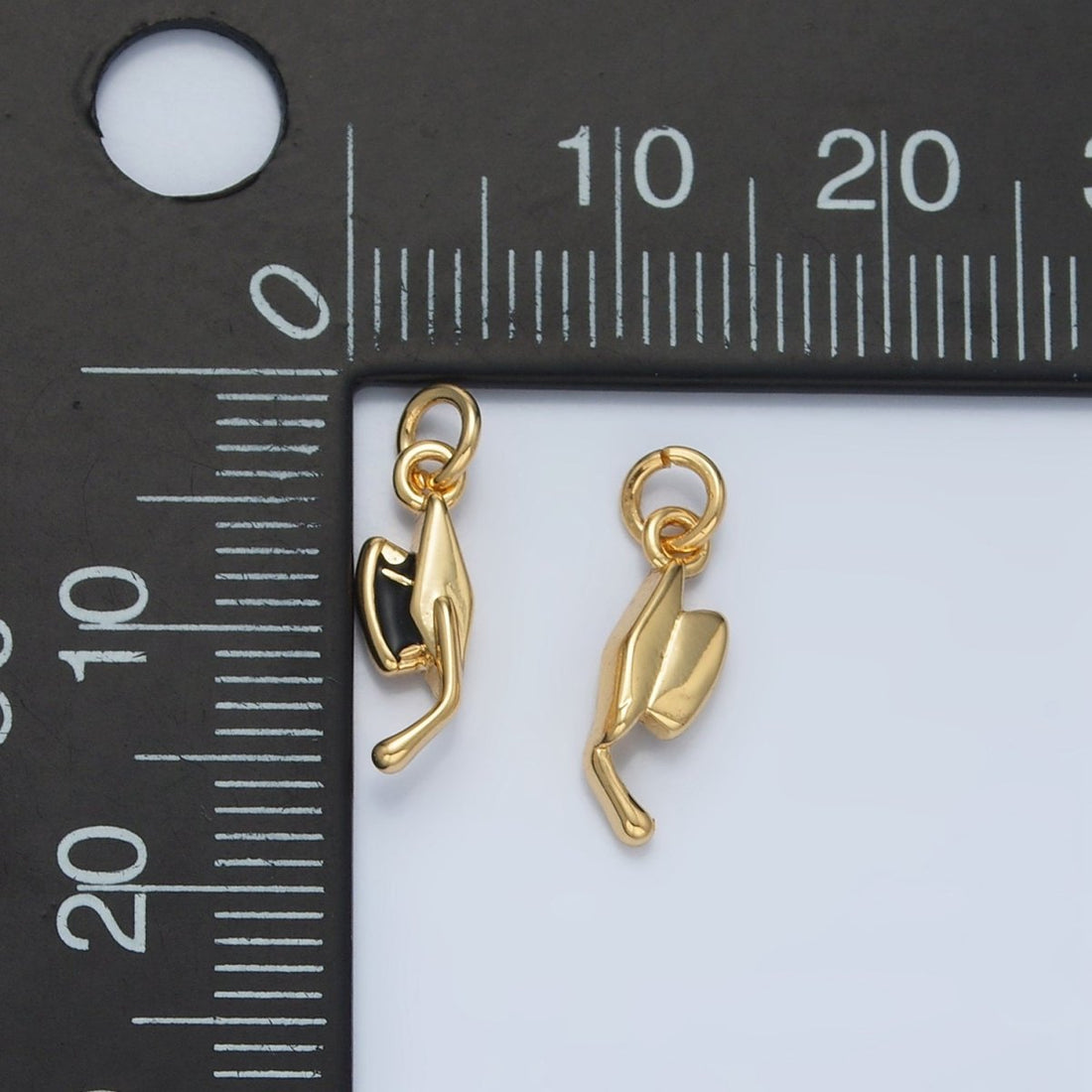 24K Gold Filled Graduation Cap Black Enamel Mini Charm in Gold &amp; Silver | N822