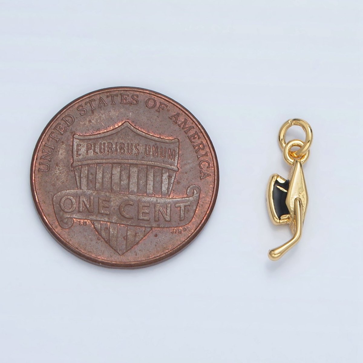 24K Gold Filled Graduation Cap Black Enamel Mini Charm in Gold &amp; Silver | N822
