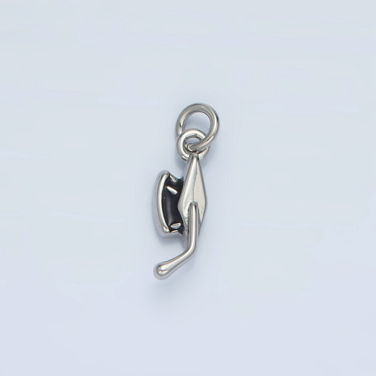 24K Gold Filled Graduation Cap Black Enamel Mini Charm in Gold &amp; Silver | N822