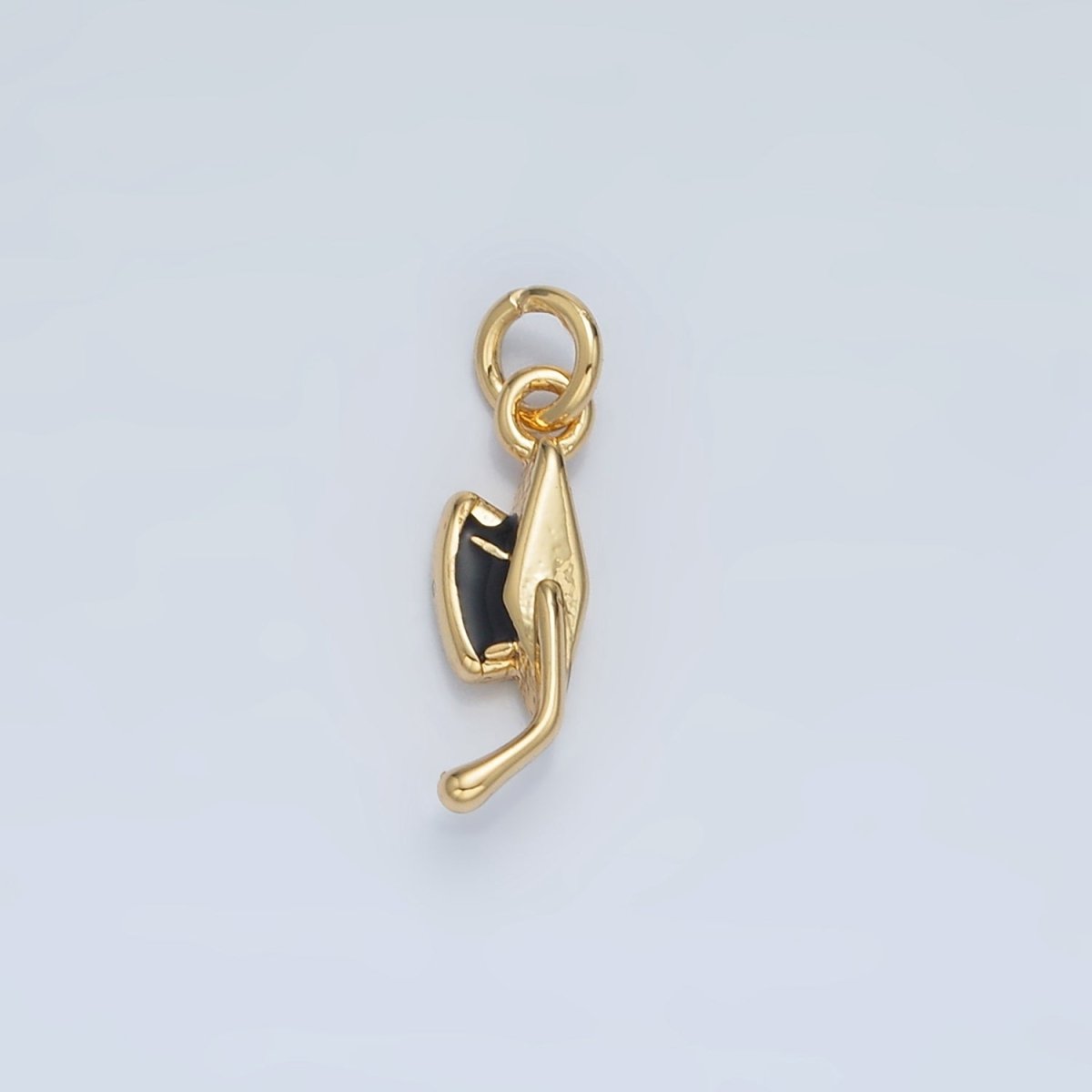 24K Gold Filled Graduation Cap Black Enamel Mini Charm in Gold &amp; Silver | N822
