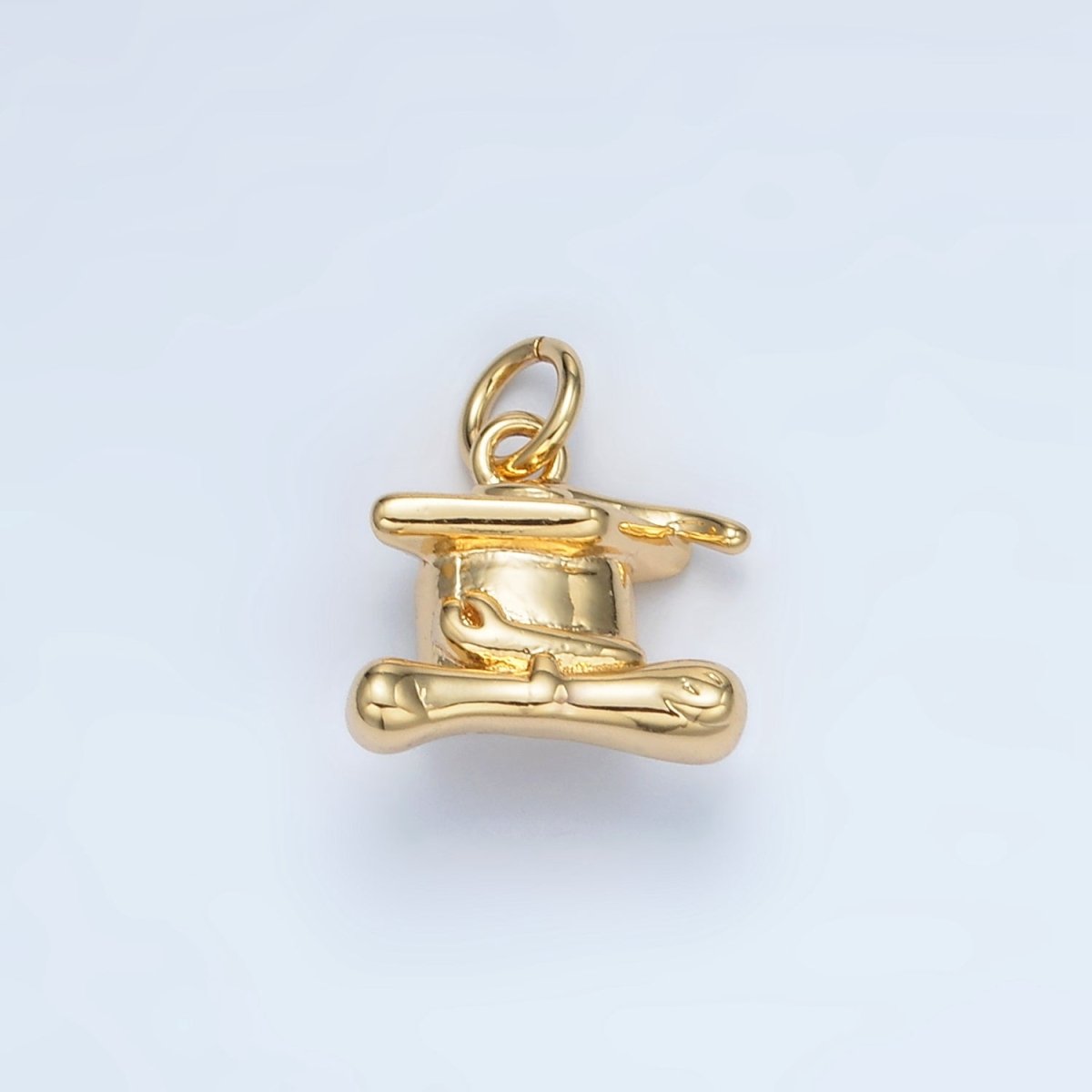 24K Gold Filled 12mm Graduation Cap 3D Multidimensional Mini Charm in Gold &amp; Silver | AG864
