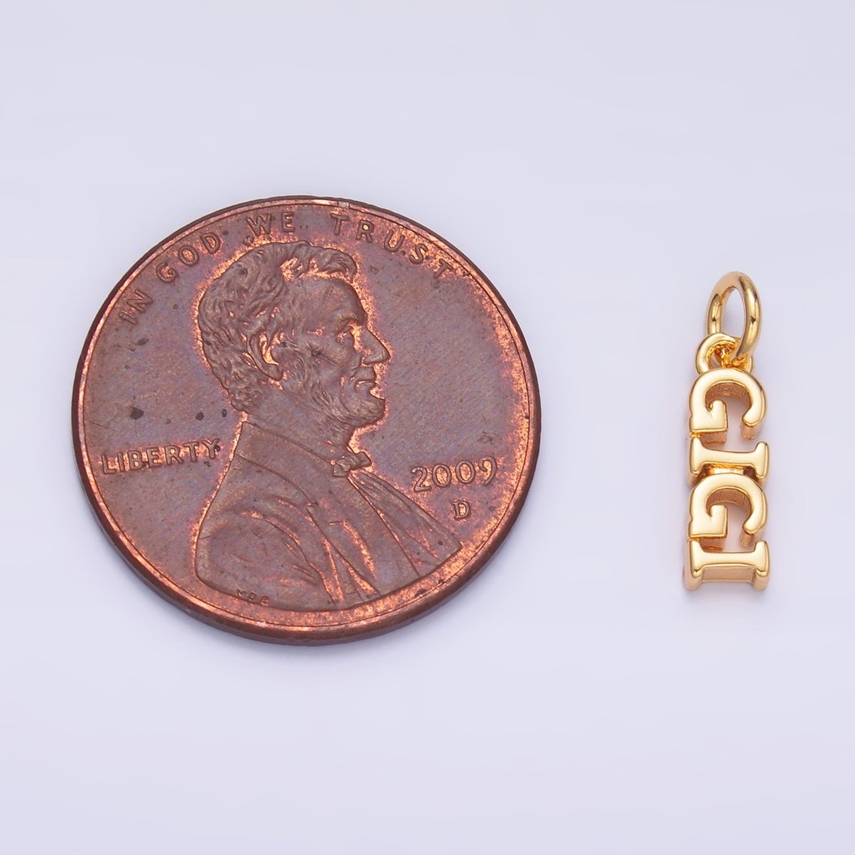 24K Gold Filled Grandma "GIGI" Script Charm in Gold &amp; Silver | W424