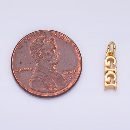 24K Gold Filled Grandma "GIGI" Script Charm in Gold &amp; Silver | W424