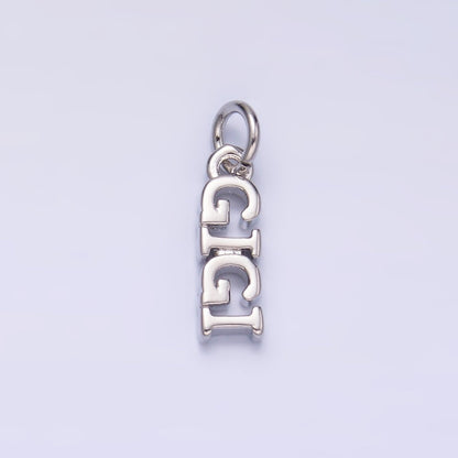 24K Gold Filled Grandma "GIGI" Script Charm in Gold &amp; Silver | W424