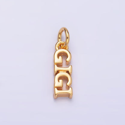 24K Gold Filled Grandma "GIGI" Script Charm in Gold &amp; Silver | W424