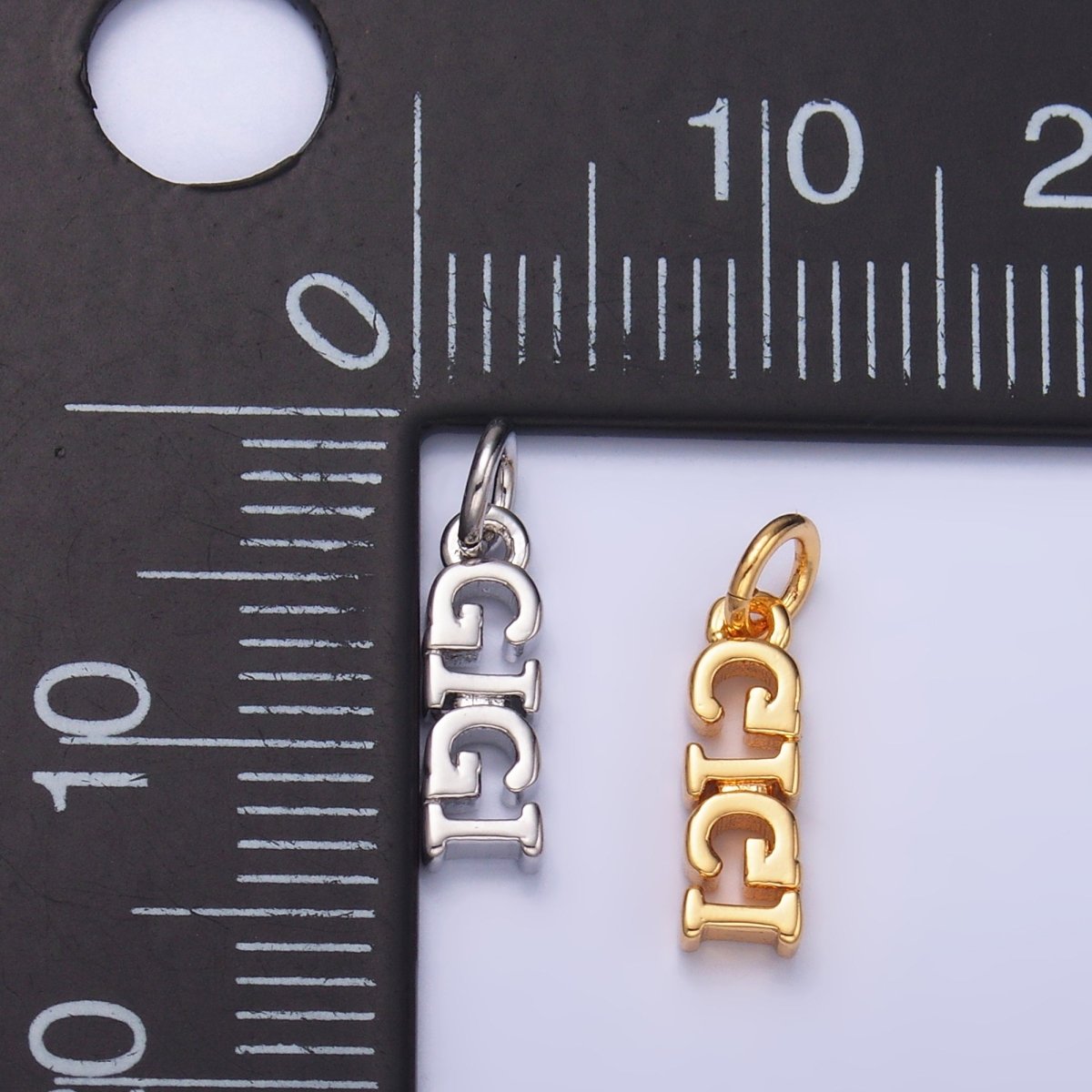 24K Gold Filled Grandma "GIGI" Script Charm in Gold &amp; Silver | W424