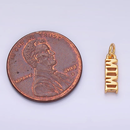 24K Gold Filled Grandmother "MIMI" Script Charm in Gold &amp; Silver | W425