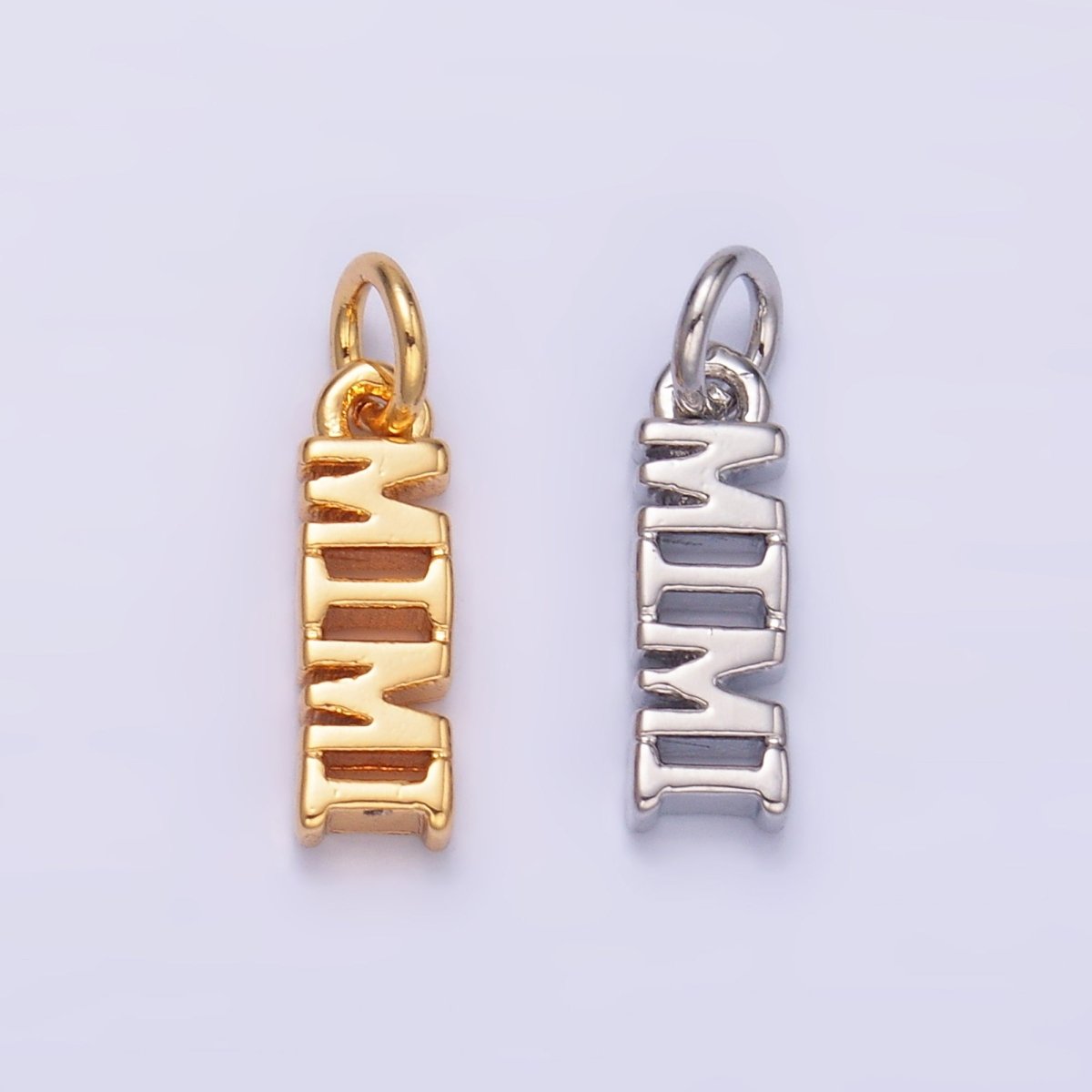 24K Gold Filled Grandmother "MIMI" Script Charm in Gold &amp; Silver | W425