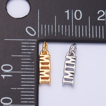 24K Gold Filled Grandmother "MIMI" Script Charm in Gold &amp; Silver | W425